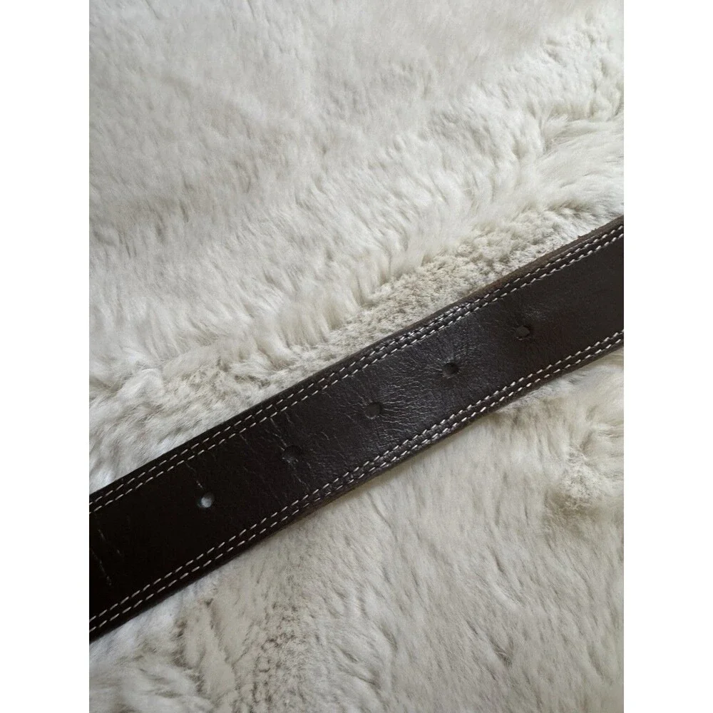 Columbia Men's Belt Size 34 Brown Leather Brass Tone Buckle 1.5
